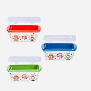 New in box Temptations set of 3- 14 oz Mini Loaf Pans. Red, green, and blue.